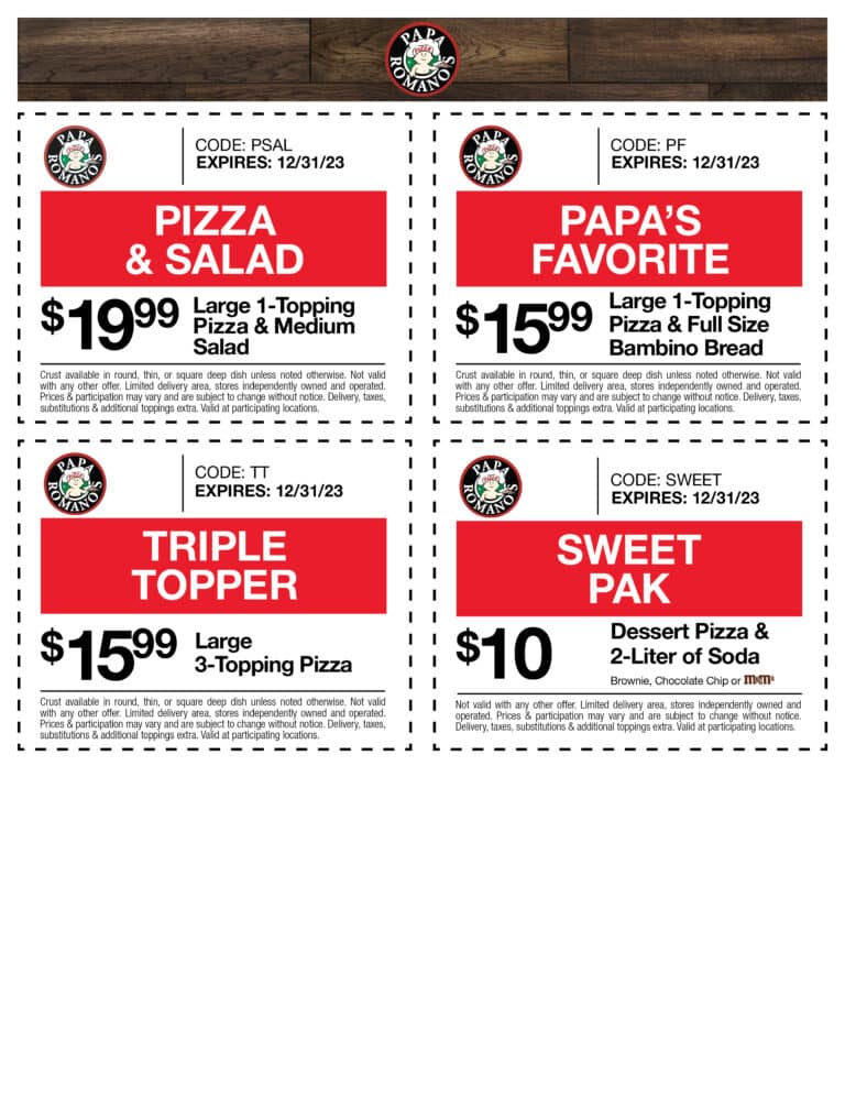 Coupons - Papa Romano's