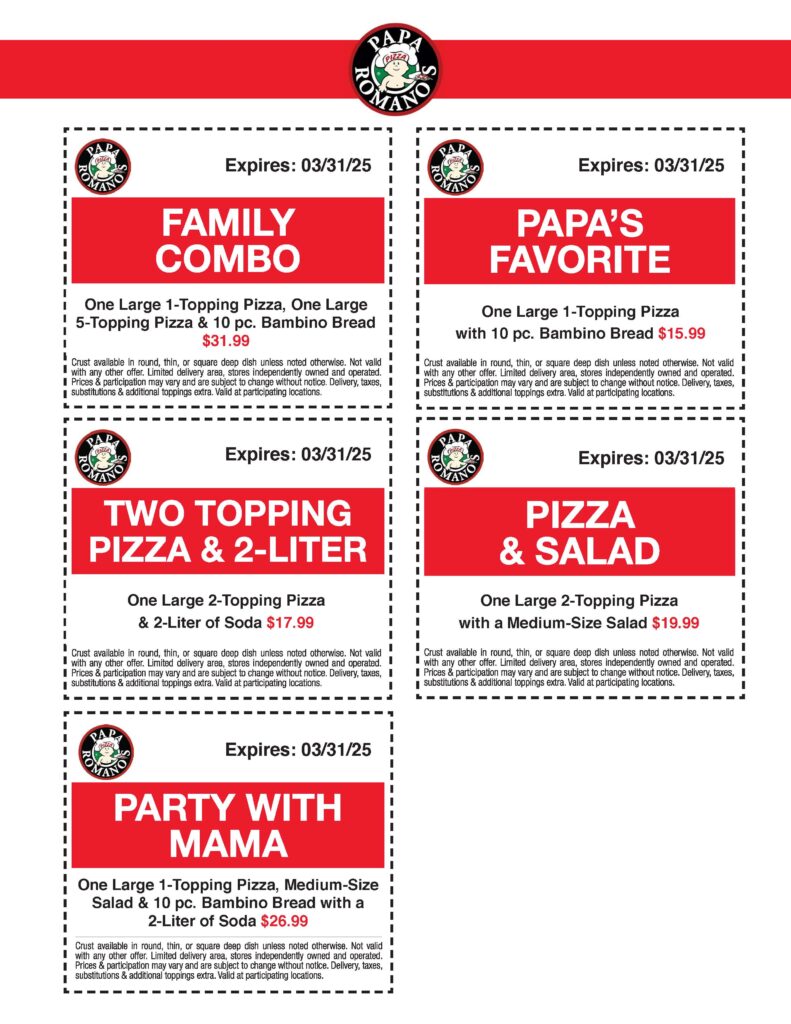 Coupons Papa Romano s